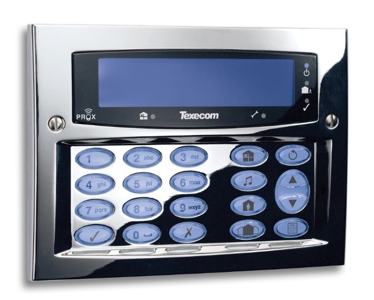Texecom chrome intruder alarm keypad